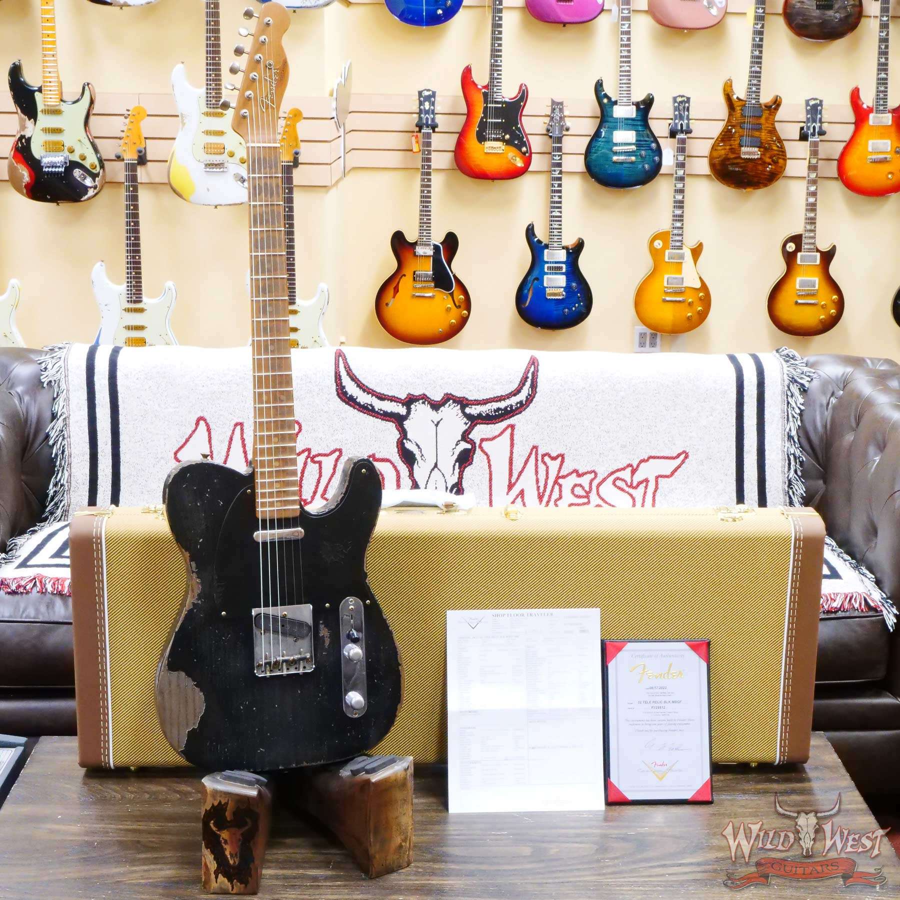 fendercs-mbgf-r128812-d1__wwg.jpg Fender Custom Shop Greg Fessler Masterbuilt 1952 Roasted Ash Telecaster Josefina H/W Pickups Relic Black 6.85 LBS - Image 6