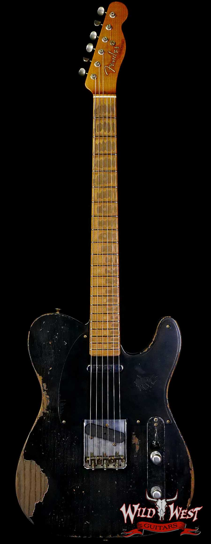 fendercs-mbgf-r128812-main__wwg_large.jpg Fender Custom Shop Greg Fessler Masterbuilt 1952 Roasted Ash Telecaster Josefina H/W Pickups Relic Black 6.85 LBS - Image 1