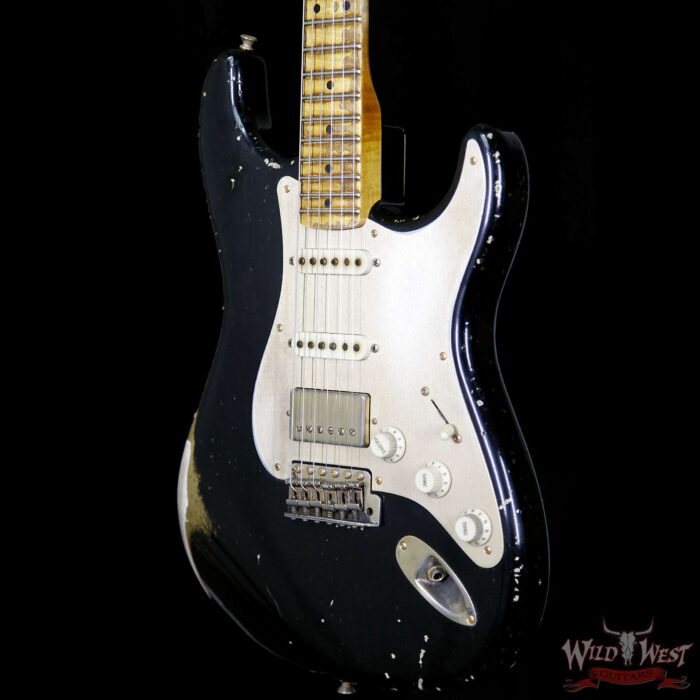 Fender Custom Shop Masterbuilt John Cruz 1956 Stratocaster HSS Heavy Relic Black Over HLE Gold 6.85 - Image 2