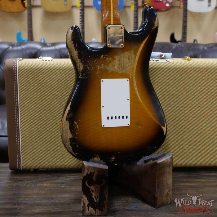 Fender Custom Shop Kyle McMillin Masterbuilt 1955 Stratocaster Relic Roasted 3A Flame Maple Neck Hand-Wound Pickups 2 Tone Sunburst - Image 10