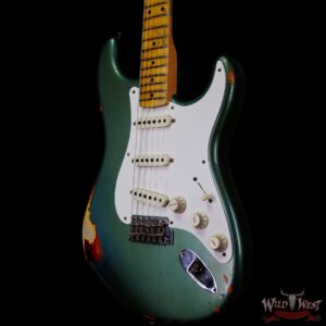 Fender Custom Shop Kyle McMillin Masterbuilt 1958 Stratocaster Relic Hand-Wound Pickups Aged Sherwood Metallic over 3 Tone Sunburst - Image 2