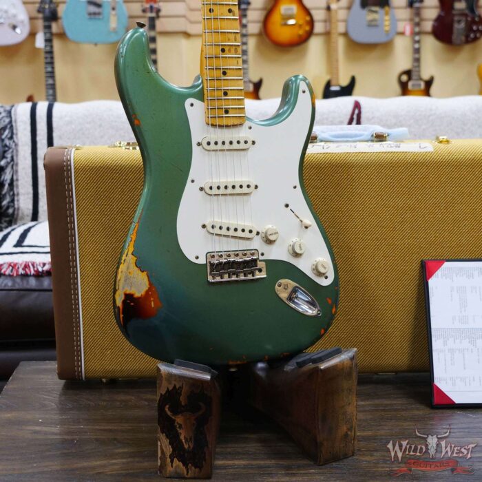 Fender Custom Shop Kyle McMillin Masterbuilt 1958 Stratocaster Relic Hand-Wound Pickups Aged Sherwood Metallic over 3 Tone Sunburst - Image 8