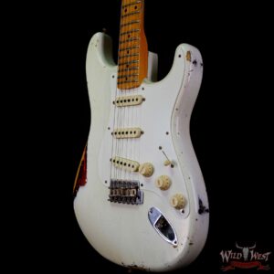 Fender Custom Shop Kyle McMillin Masterbuilt 1958 Stratocaster Hand-Wound Pickups Relic Aged Olympic White over 3 Tone Sunburst - Image 2