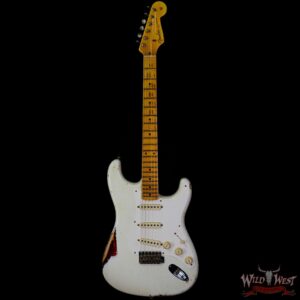 Fender Custom Shop Kyle McMillin Masterbuilt 1958 Stratocaster Hand-Wound Pickups Relic Aged Olympic White over 3 Tone Sunburst - Image 3