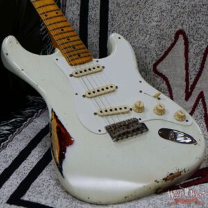 Fender Custom Shop Kyle McMillin Masterbuilt 1958 Stratocaster Hand-Wound Pickups Relic Aged Olympic White over 3 Tone Sunburst - Image 8