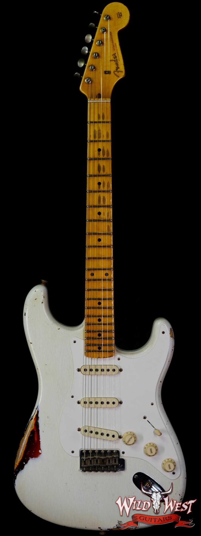 Fender Custom Shop Kyle McMillin Masterbuilt 1958 Stratocaster Hand-Wound Pickups Relic Aged Olympic White over 3 Tone Sunburst - Image 1