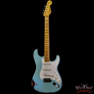 Fender Custom Shop Kyle McMillin Masterbuilt 1958 Stratocaster Relic Hand-Wound Pickups Faded Daphne Blue over 3 Tone Sunburst - Image 3