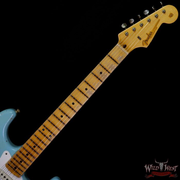 Fender Custom Shop Kyle McMillin Masterbuilt 1958 Stratocaster Relic Hand-Wound Pickups Faded Daphne Blue over 3 Tone Sunburst - Image 4