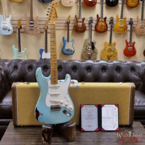 Fender Custom Shop Kyle McMillin Masterbuilt 1958 Stratocaster Relic Hand-Wound Pickups Faded Daphne Blue over 3 Tone Sunburst - Image 6