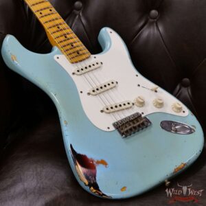 Fender Custom Shop Kyle McMillin Masterbuilt 1958 Stratocaster Relic Hand-Wound Pickups Faded Daphne Blue over 3 Tone Sunburst - Image 8