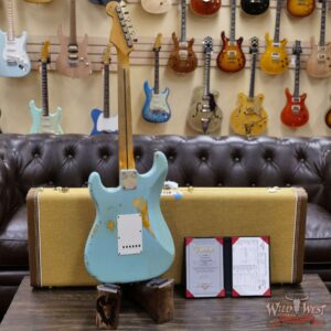 Fender Custom Shop Kyle McMillin Masterbuilt 1958 Stratocaster Relic Hand-Wound Pickups Faded Daphne Blue over 3 Tone Sunburst - Image 10