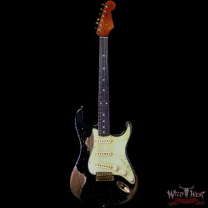 Fender Custom Shop Levi Perry Masterbuilt 1962 Stratocaster Brazilian Rosewood Board Heavy Relic Black with Gold Hardware - Image 3