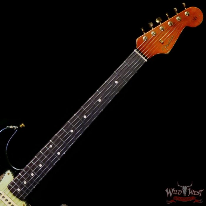 Fender Custom Shop Levi Perry Masterbuilt 1962 Stratocaster Brazilian Rosewood Board Heavy Relic Black with Gold Hardware - Image 4