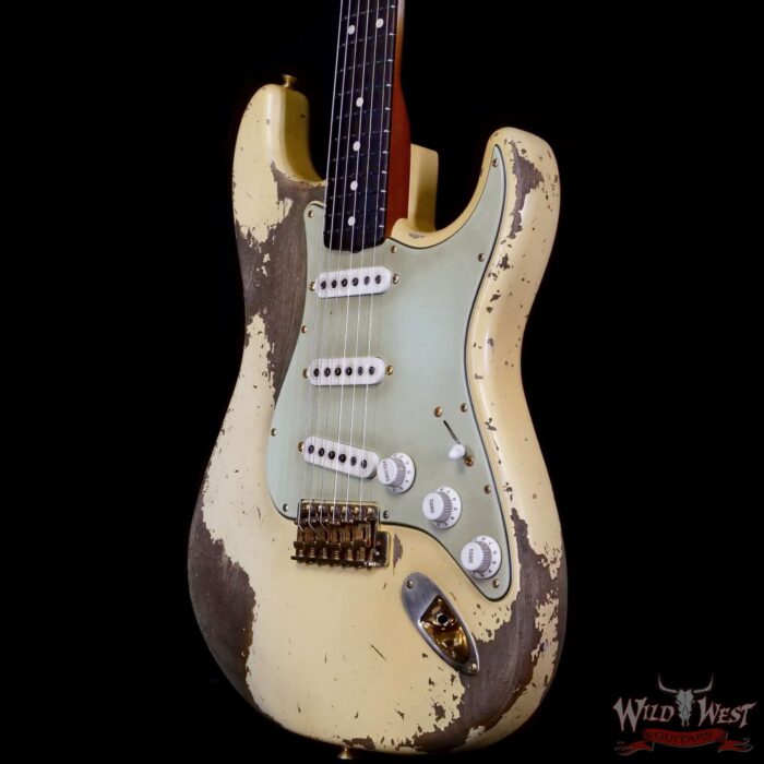 Fender Custom Shop Levi Perry Masterbuilt 1962 Stratocaster Brazilian Rosewood Board Heavy Relic Vintage White with Gold Hardware 7.35 LBS (US Only / No International Shipping) - Image 2