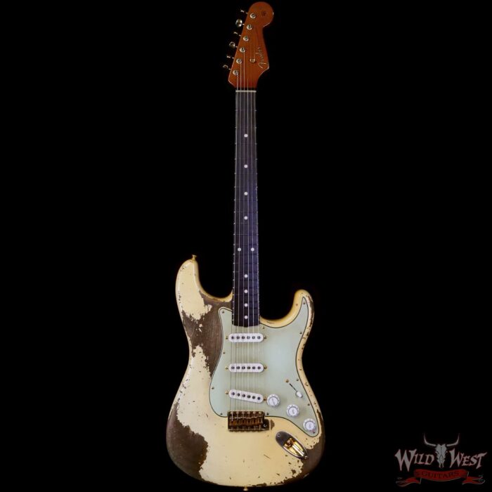 Fender Custom Shop Levi Perry Masterbuilt 1962 Stratocaster Brazilian Rosewood Board Heavy Relic Vintage White with Gold Hardware 7.35 LBS (US Only / No International Shipping) - Image 3