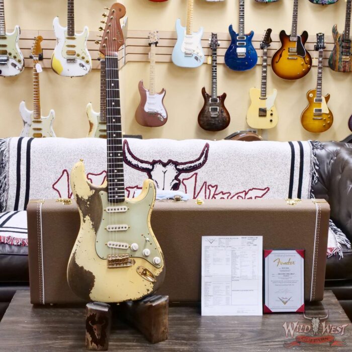 Fender Custom Shop Levi Perry Masterbuilt 1962 Stratocaster Brazilian Rosewood Board Heavy Relic Vintage White with Gold Hardware 7.35 LBS (US Only / No International Shipping) - Image 6