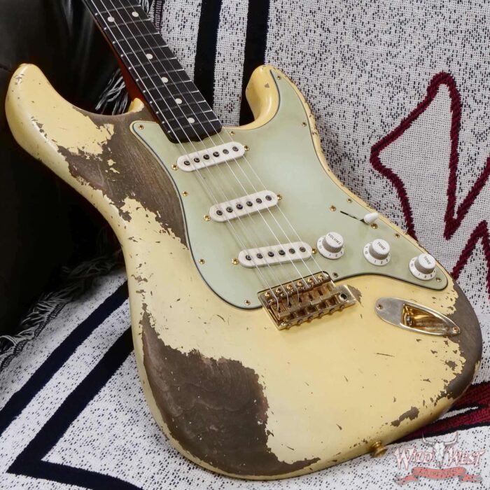 Fender Custom Shop Levi Perry Masterbuilt 1962 Stratocaster Brazilian Rosewood Board Heavy Relic Vintage White with Gold Hardware 7.35 LBS (US Only / No International Shipping) - Image 8