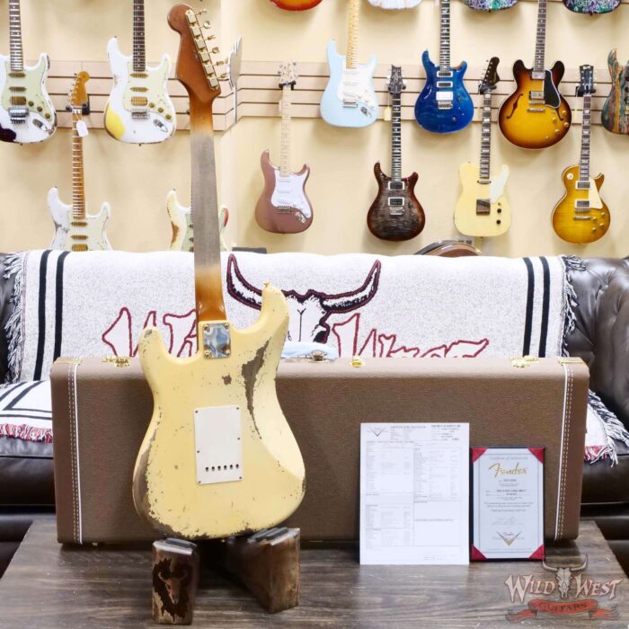 Fender Custom Shop Levi Perry Masterbuilt 1962 Stratocaster Brazilian Rosewood Board Heavy Relic Vintage White with Gold Hardware 7.35 LBS (US Only / No International Shipping) - Image 10