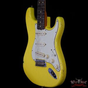 Fender Custom Shop Paul Waller Maserbuilt 1962 Stratocaster Relic Hand-Wound Pickups Rosewood Slab Board Graffiti Yellow over Black - Image 2