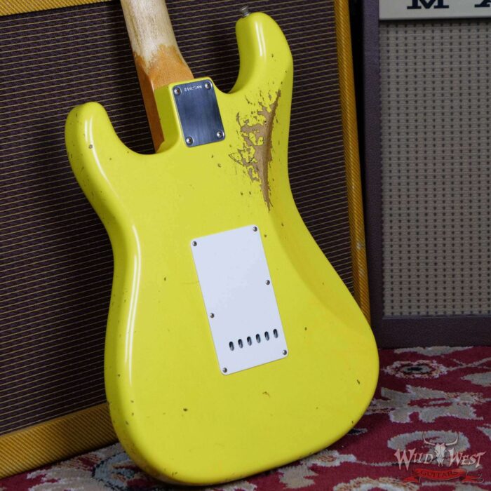 Fender Custom Shop Paul Waller Maserbuilt 1962 Stratocaster Relic Hand-Wound Pickups Rosewood Slab Board Graffiti Yellow over Black - Image 13