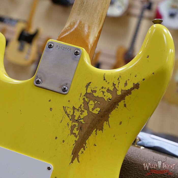 Fender Custom Shop Paul Waller Maserbuilt 1962 Stratocaster Relic Hand-Wound Pickups Rosewood Slab Board Graffiti Yellow over Black - Image 14