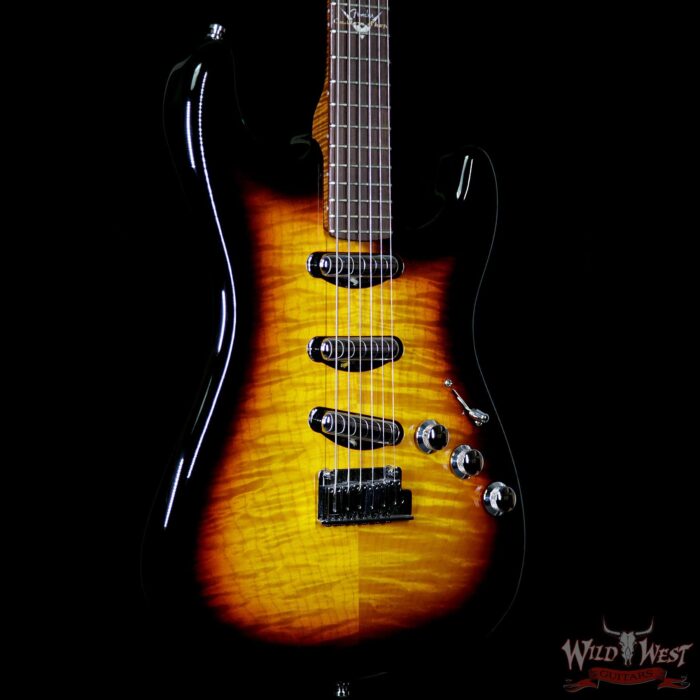 2014 Fender Custom Shop Masterbuilt Paul Waller Custom Stratocaster Flame Top & Neck 3 Tone Sunburst - Image 4