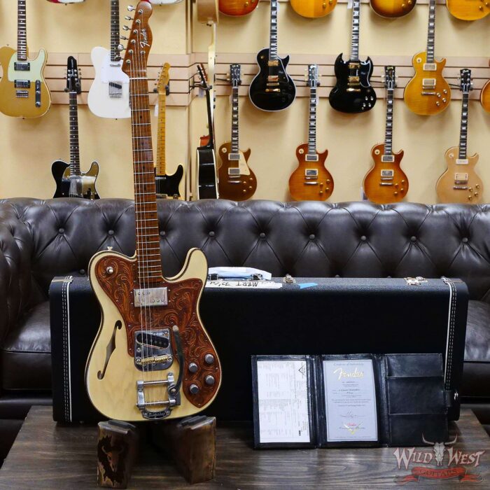 Fender Custom Shop Ron Thorn Masterbuilt 72 Custom Thinline Telecaster Journeyman Relic HS Bigsby Roasted Flame Neck Nocaster Blonde - Image 8