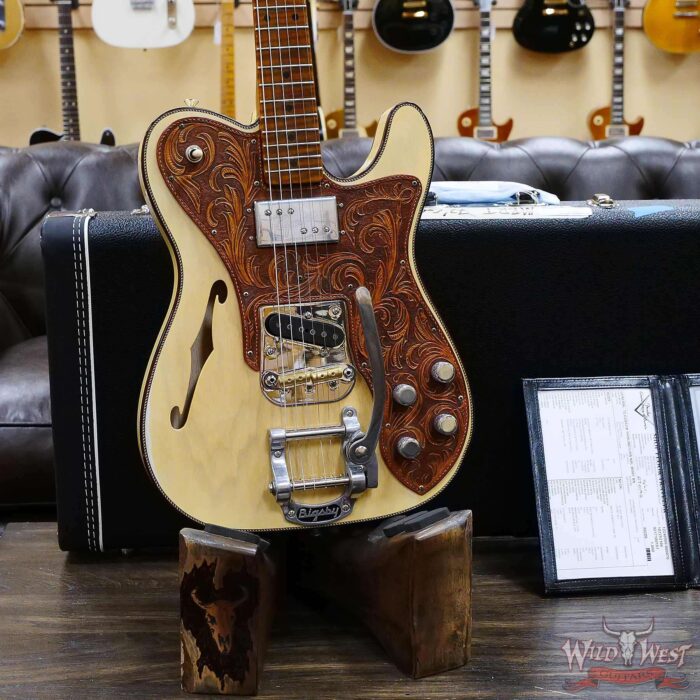 Fender Custom Shop Ron Thorn Masterbuilt 72 Custom Thinline Telecaster Journeyman Relic HS Bigsby Roasted Flame Neck Nocaster Blonde - Image 9