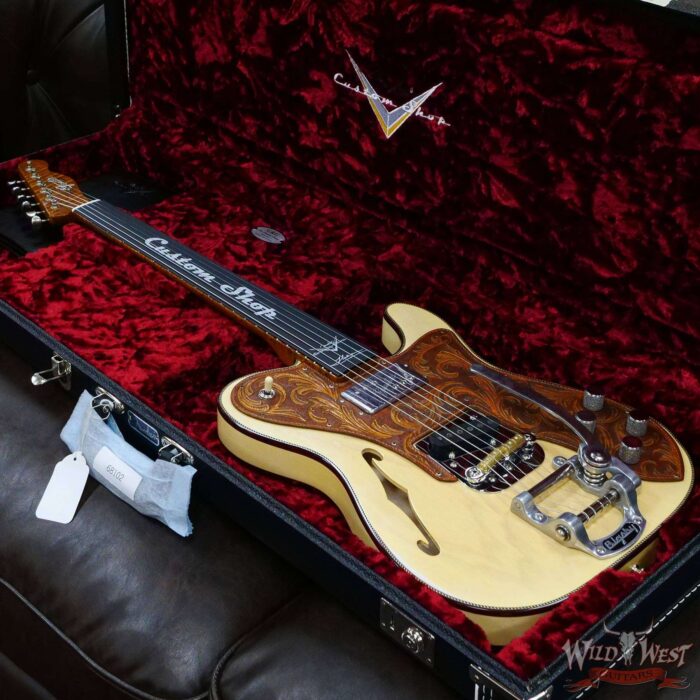 Fender Custom Shop Ron Thorn Masterbuilt 72 Custom Thinline Telecaster Journeyman Relic HS Bigsby Roasted Flame Neck Nocaster Blonde - Image 10