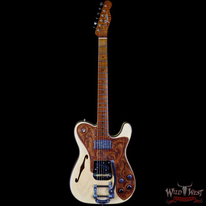 Fender Custom Shop Ron Thorn Masterbuilt 72 Custom Thinline Telecaster Journeyman Relic HS Bigsby Roasted Flame Neck Nocaster Blonde - Image 3