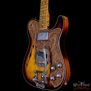 Fender Custom Shop Ron Thorn Masterbuilt 72 Telecaster Custom Thinline Bigsby Leather Tooled Pickguard by Beth Freeman Journeyman Relic 3 Tone Sunburst - Image 2