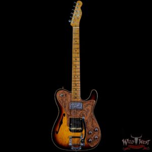 Fender Custom Shop Ron Thorn Masterbuilt 72 Telecaster Custom Thinline Bigsby Leather Tooled Pickguard by Beth Freeman Journeyman Relic 3 Tone Sunburst - Image 3