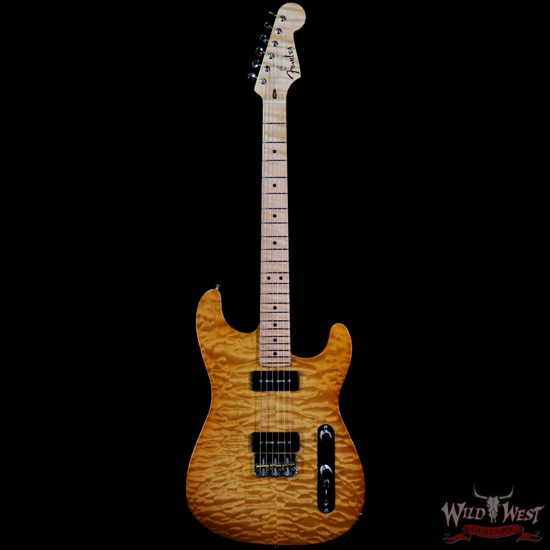 fendercs-mbrt-qmtstrat-rt0203-c2__wwg.jpg Fender Custom Shop Ron Thorn Masterbuilt Quilt Top Stratocaster P-90 Chambered Mahogany Body AA Flame Neck Honey Burst - Image 3