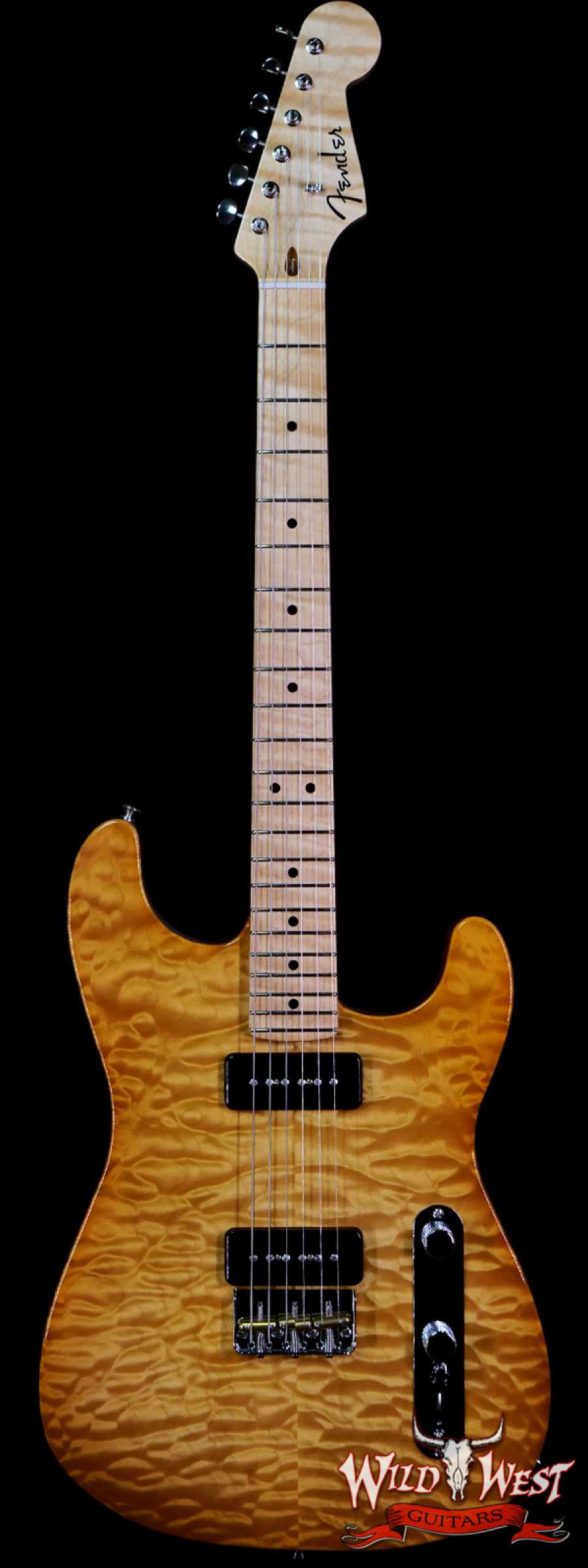 fendercs-mbrt-qmtstrat-rt0203-main__wwg_large.jpg Fender Custom Shop Ron Thorn Masterbuilt Quilt Top Stratocaster P-90 Chambered Mahogany Body AA Flame Neck Honey Burst - Image 1