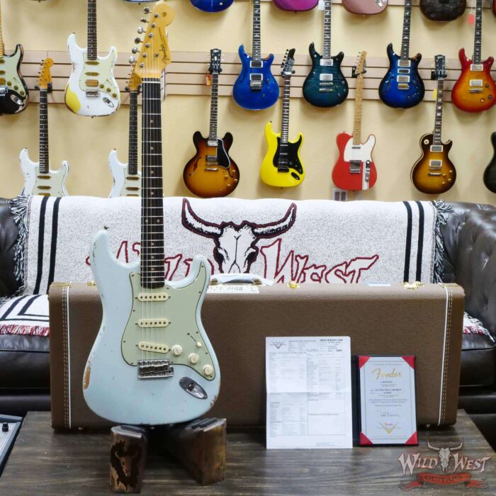 Fender Custom Shop Todd Krause Masterbuilt 1962 Stratocaster Brazilian Rosewood Board Hand-Wound Pickups Relic Sonic Blue 6.85 LBS - Image 6
