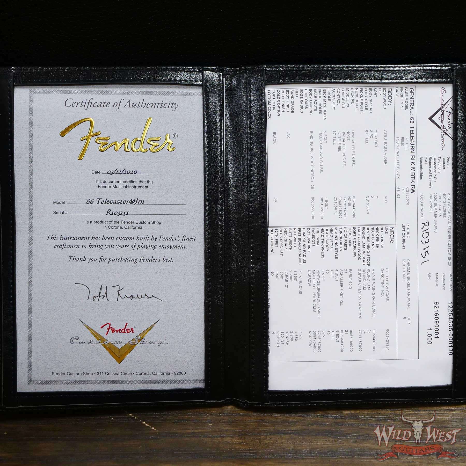 fendercs-mbtk-1966telecstjm-r103151-coa__wwg.jpg Fender Custom Shop Todd krause Masterbuilt 1966 Telecaster Custom Journeyman Relic Black with Josefina Hand-Wound Pickups - Image 13