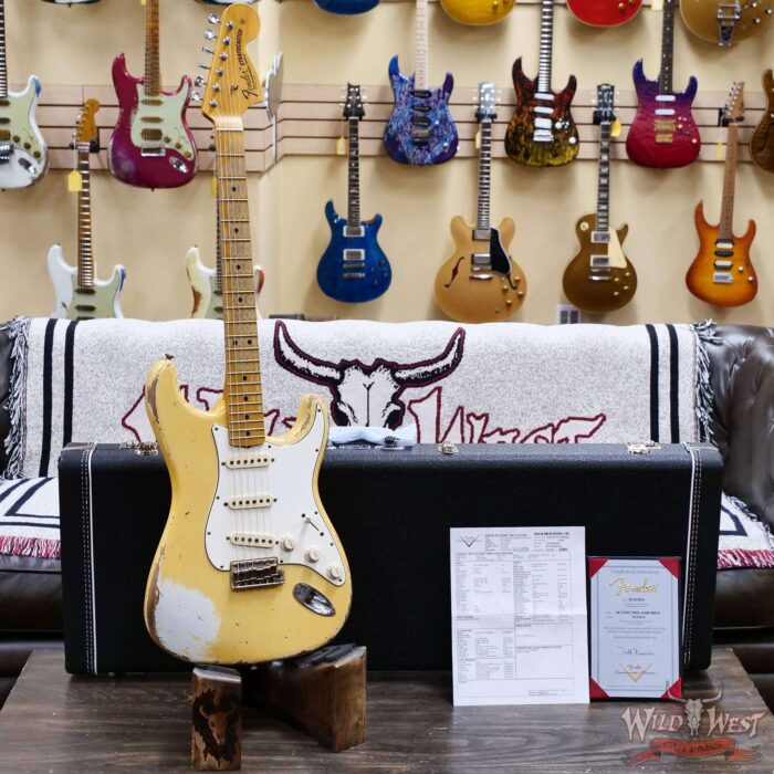 Fender Custom Shop Todd Krause Masterbuilt 1968 Stratocaster Maple Neck Heavy Relic Aged Vintage White 7.20 lbs - Image 6