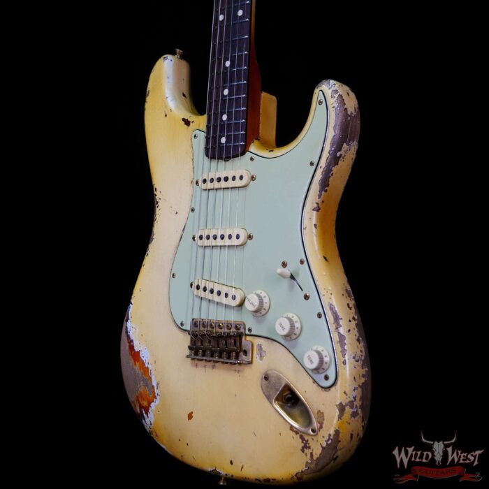 Fender Custom Shop Vincent Van Trigt Masterbuilt 1962 Stratocaster Heavy Relic Vintage White over 3 Tone Sunburst - Image 2