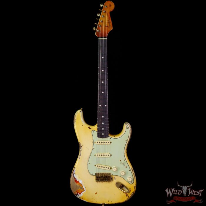 Fender Custom Shop Vincent Van Trigt Masterbuilt 1962 Stratocaster Heavy Relic Vintage White over 3 Tone Sunburst - Image 3