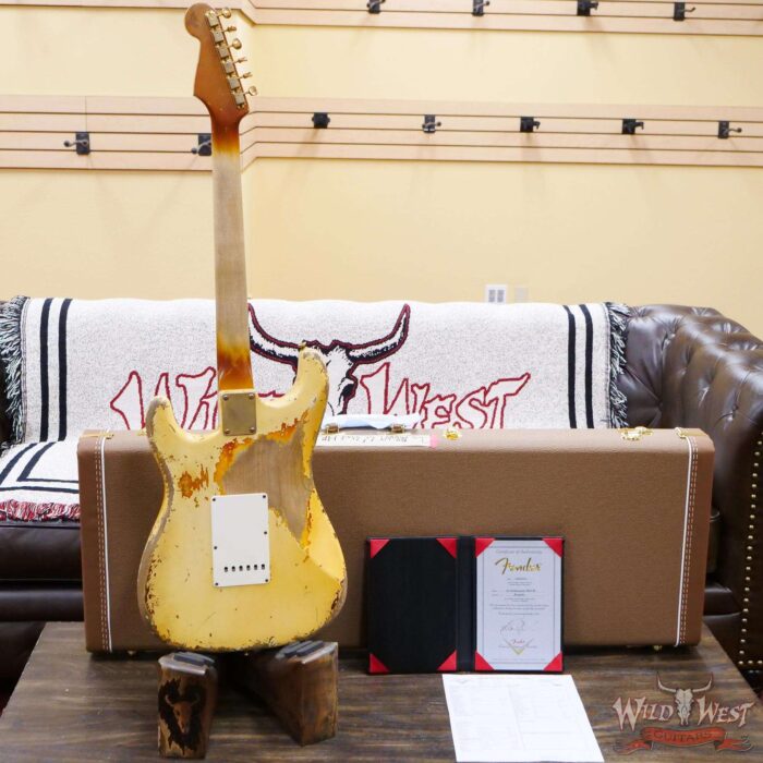 Fender Custom Shop Vincent Van Trigt Masterbuilt 1962 Stratocaster Heavy Relic Vintage White over 3 Tone Sunburst - Image 10