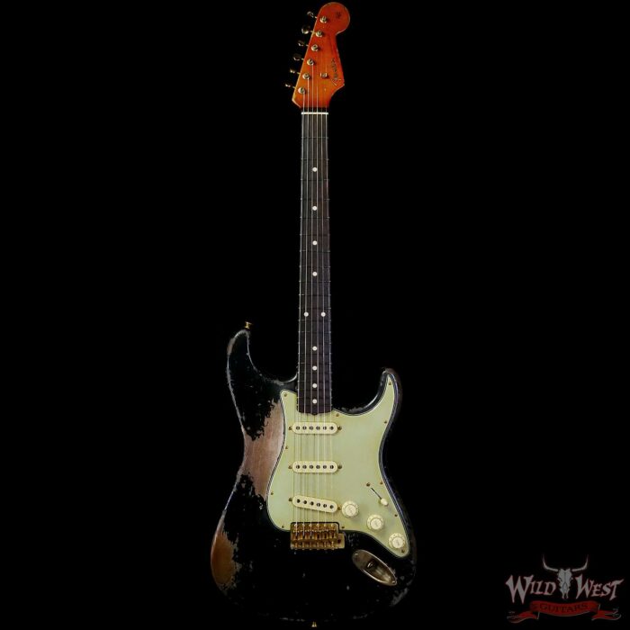 Fender Custom Shop Vincent Van Trigt Masterbuilt 1961 Stratocaster Heavy Relic Black with Gold Hardware - Image 3