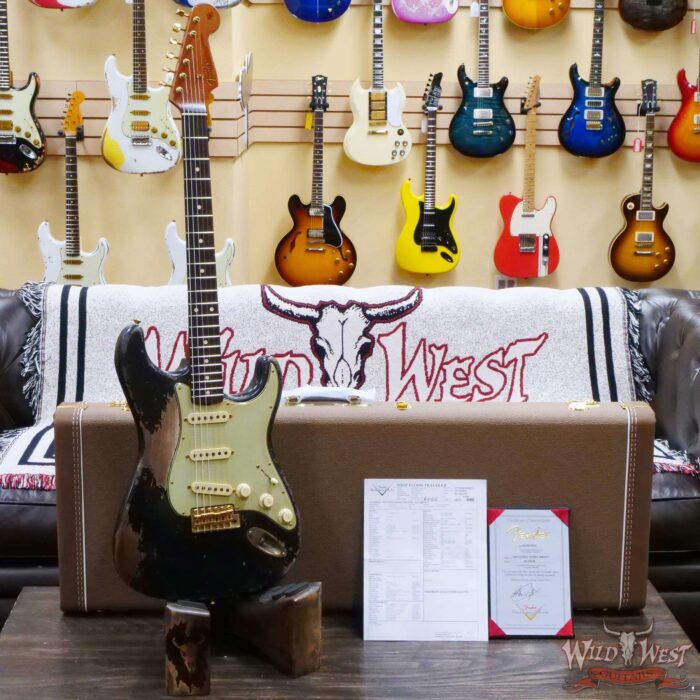 Fender Custom Shop Vincent Van Trigt Masterbuilt 1961 Stratocaster Heavy Relic Black with Gold Hardware - Image 6