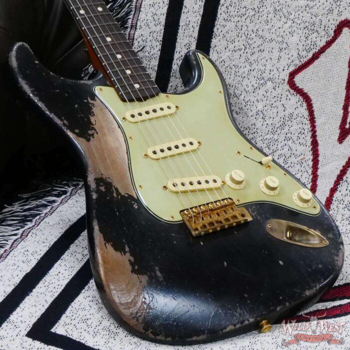 Fender Custom Shop Vincent Van Trigt Masterbuilt 1961 Stratocaster Heavy Relic Black with Gold Hardware - Image 8