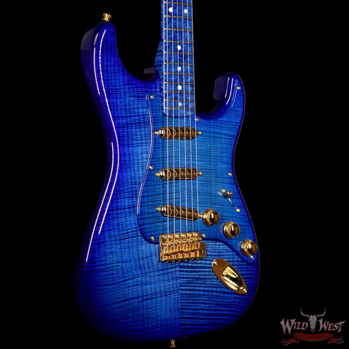 Fender Custom Shop Masterbuilt Yuriy Shishkov 1956 Stratocaster NOS Flame Top Birdseye Nk Royal Blue - Image 4
