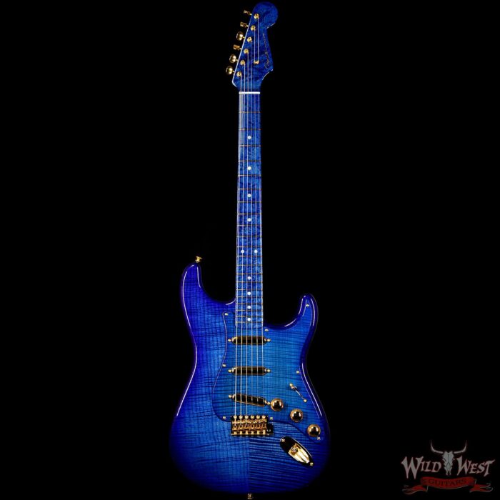 Fender Custom Shop Masterbuilt Yuriy Shishkov 1956 Stratocaster NOS Flame Top Birdseye Nk Royal Blue - Image 5