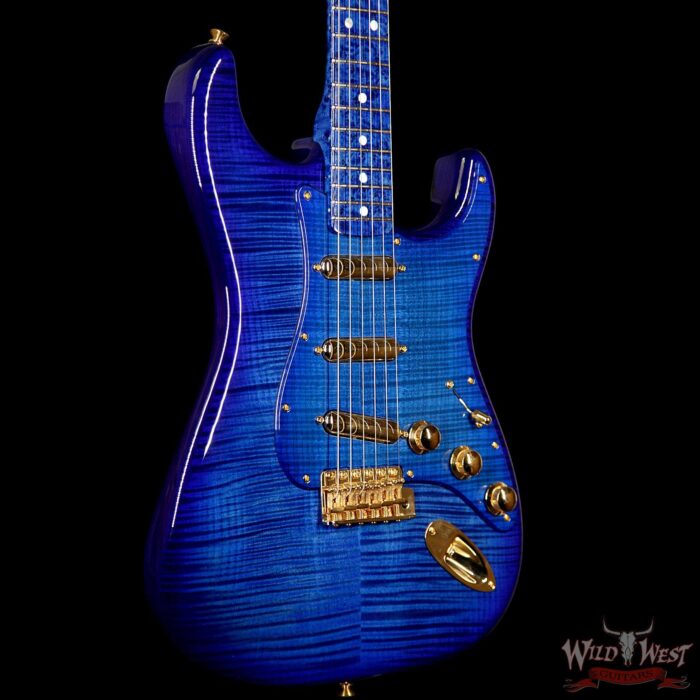 Fender Custom Shop Masterbuilt Yuriy Shishkov 1969 Stratocaster NOS Flame Top Birdseye Nk Royal Blue - Image 4