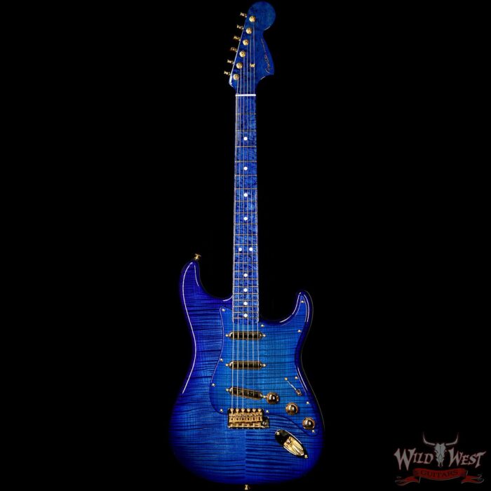 Fender Custom Shop Masterbuilt Yuriy Shishkov 1969 Stratocaster NOS Flame Top Birdseye Nk Royal Blue - Image 5