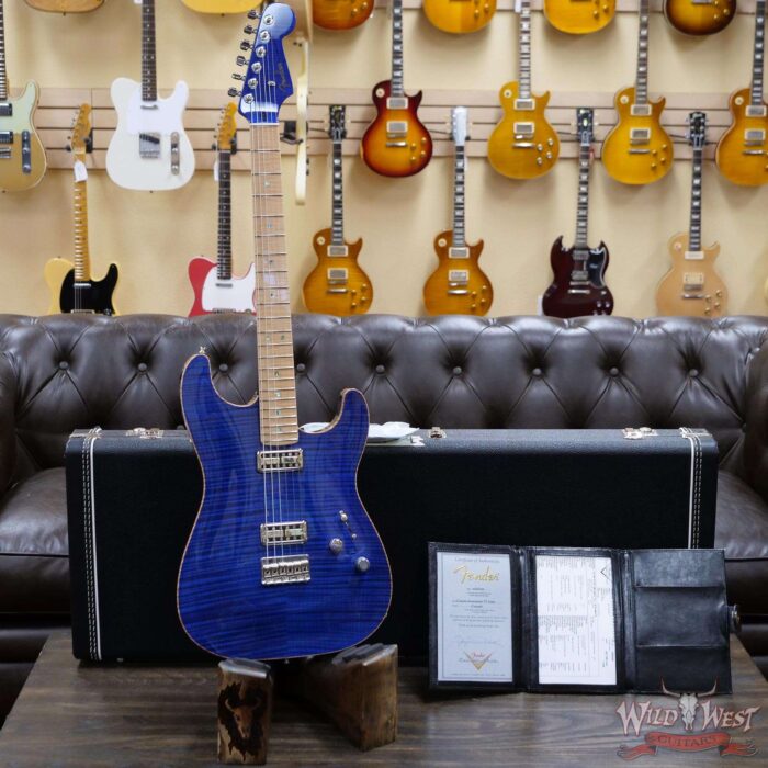 Fender Custom Shop Yuriy Shishkov Masterbuilt Custom Stratocaster Carved AAA Flame Maple Top Blue Transparent TV Jones Magna’Tron PUs - Image 5