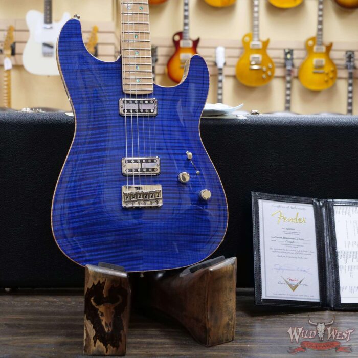 Fender Custom Shop Yuriy Shishkov Masterbuilt Custom Stratocaster Carved AAA Flame Maple Top Blue Transparent TV Jones Magna’Tron PUs - Image 7
