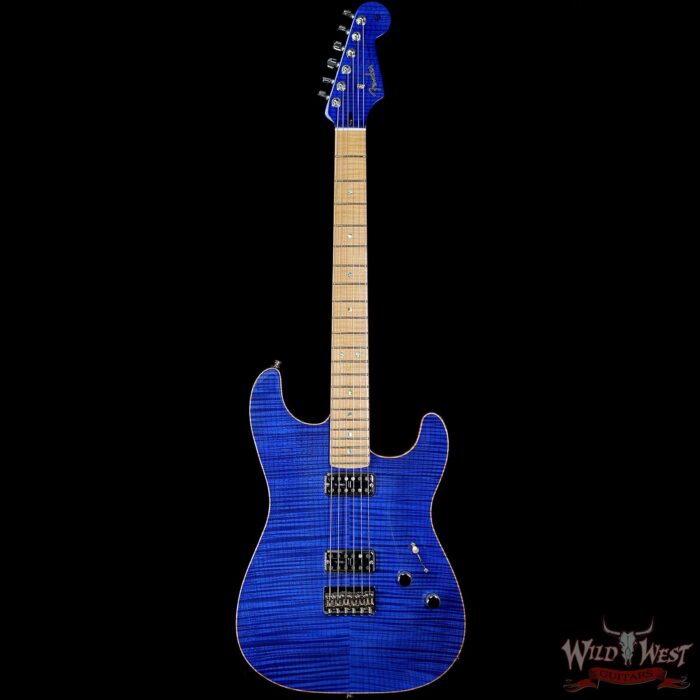 Fender Custom Shop Yuriy Shishkov Masterbuilt Custom Stratocaster Carved AAA Flame Maple Top Blue Transparent TV Jones Magna’Tron PUs - Image 3